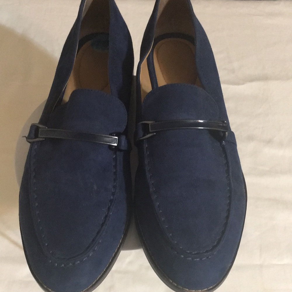 Franco sarto size 10 blue suede loafers